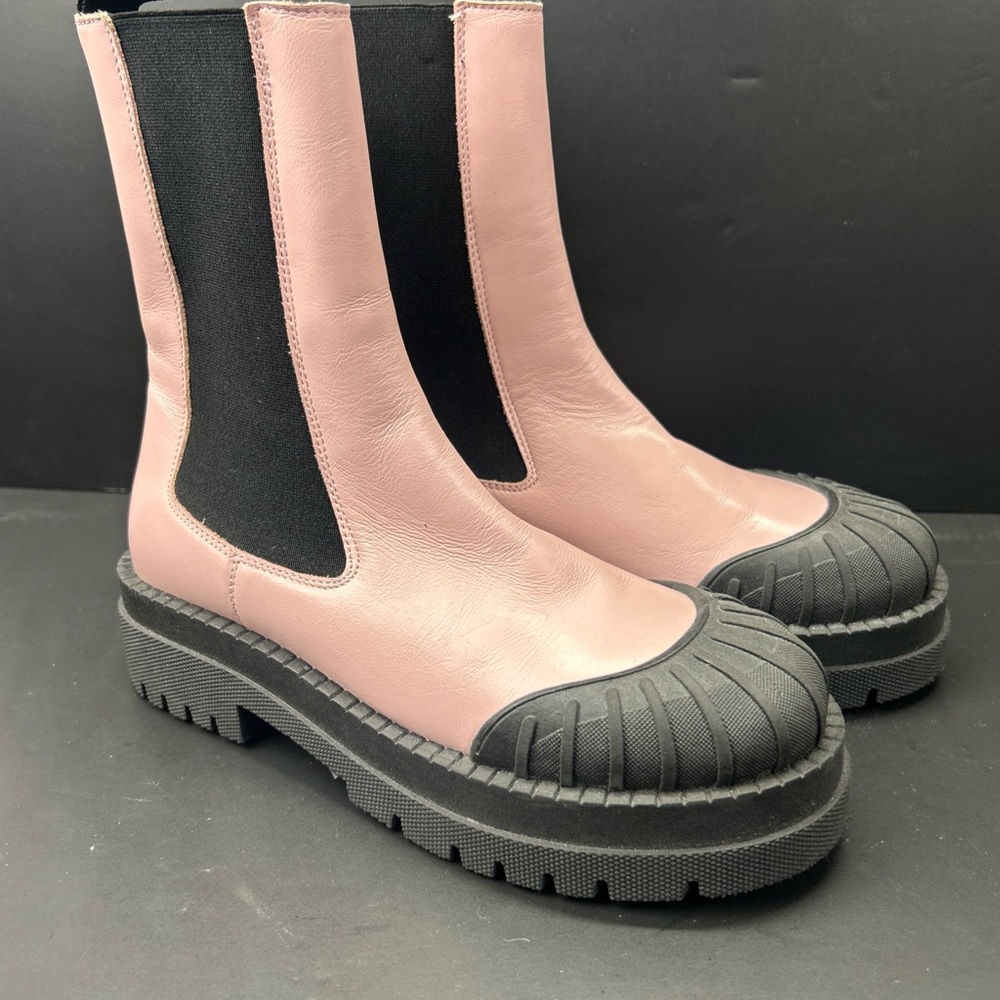 Anthropologie Maeve Chelsea Boots Light Pink Genuine Leather Size 37 US 7